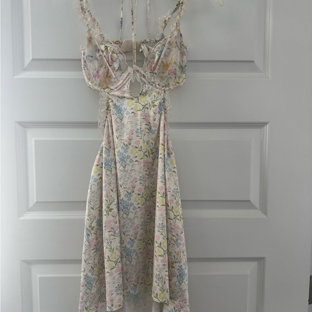 For Love And Lemons Pastel Floral Backless Dress